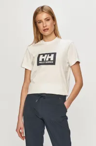 Bavlnené tričko Helly Hansen 53285-096, biela farba, s potlačou #6877639