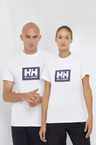 Bavlnené tričko Helly Hansen biela farba, s potlačou #6877640