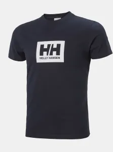 Bavlnené tričko Helly Hansen 53285-096, tmavomodrá farba, s potlačou