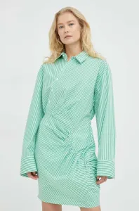Bavlnené šaty Herskind zelená farba, mini, rovný strih