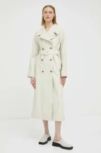 Kožený kabát Herskind Lunar dámsky, béžová farba, prechodný, oversize