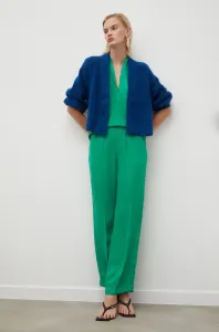 Nohavice Herskind dámske, zelená farba, široké, vysoký pás #8733208