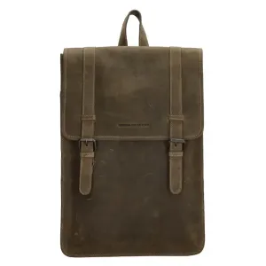 Zelený mestský kožený ruksak „Metropolitan“