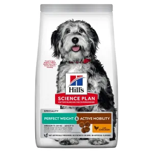 Výhodné balenia Hill's Canine 2 x veľké balenie - Adult Perfect Weight & Active Mobility Medium kuracie (2 x 12 kg)
