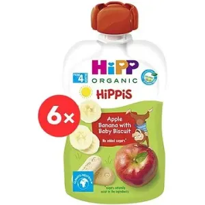 HiPP BIO 100 % ovocie Jablko-Banán-Jahoda od uk. 4. mesiaca, 6× 100 g