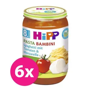 6x HIPP BIO Pasta Bambini - Rajčata se špagetami a mozarellou od uk. 7. měsíce, 220 g #7351401