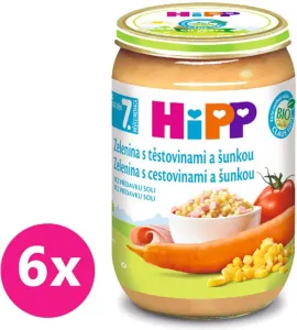 6x HiPP BIO zelenina s těstovinami a šunkou (220 g) - maso-zeleninový příkrm #9557292