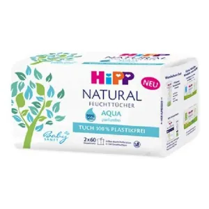 Hipp Babysanft Aqua Natural vlhčené čistiace obrúsky pre deti od narodenia 2x60 ks