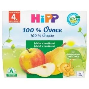 HiPP Príkrm BIO 100% Ovocie jablká s hruškami 4 x 100 g