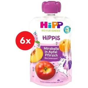 HiPP BIO Hippies Jablko-Broskyňa-Mirabelka 6× 100 g