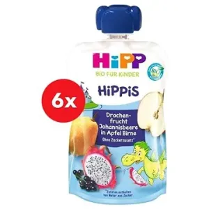 HiPP BIO Hippies Jablko-Hruška-Dračie ovocie-Čierne ríbezle 6× 100 g