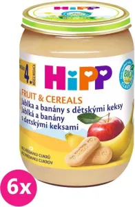 6x HiPP BIO Jablka a banány s dětskými keksy (190 g) - ovocný příkrm #7351428