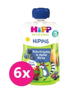 6x HIPP BIO HiPPiS Jablko-Hruška-Červené ovocie + železo 100 g, od 1 roka #7351432