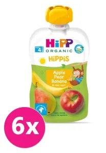 6x HiPP HiPPiS BIO 100% ovoce Jablko-Hruška-Banán 100 g - ovocný příkrm #7351378