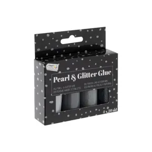Perleťové a glitrové lepidlo 4 x 20 ml | sivý set (dekoračné lepidlo)