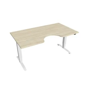 Elektricky výškovo nastaviteľný stôl Hobis Motion Ergo - 3 segmentový, štandardný ovládač Šírka: 160 cm, Farba dosky: agát, Farba kovu: biela RAL 9016
