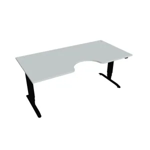 Elektricky výškovo nastaviteľný stôl Hobis Motion Ergo - 3 segmentový, štandardný ovládač Šírka: 180 cm, Farba dosky: sivá, Farba kovu: čierna RAL 90…