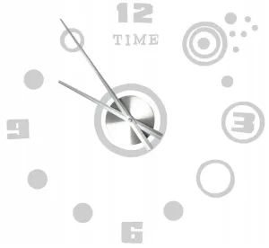 3D Nalepovacie hodiny DIY Clock, Circle strieborné  80cm