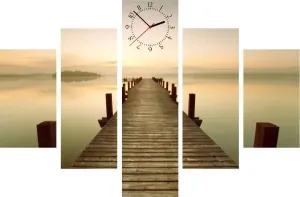 5-dielny obraz s hodinami, Morning, 100x70cm