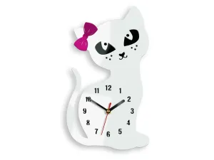 Moderné nástenné hodiny CAT WHITE white (nalepovacie hodiny na stenu)