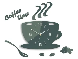 Moderné nástenné hodiny COFFE TIME 3D GRAY gray (nalepovacie hodiny na stenu)