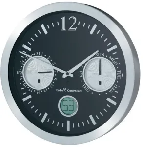 Nástenné hodiny DCF Alu/Bk, Renkforce, 30cm