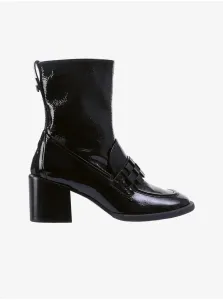 Black women's leather patent leather ankle boots with heels Högl Mag - Women #8652345