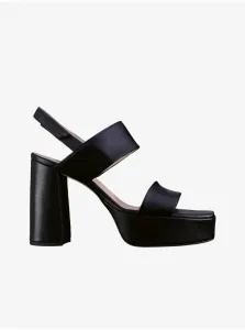 Čierne dámske kožené sandále na podpätku Högl Cindy #6445201