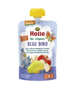 HOLLE Blue Bird Bio pyré hruška jablko čučoriedky vločky 100 g (6+)