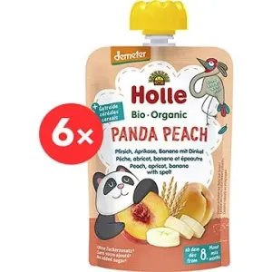 HOLLE Panda Peach BIO broskyňa marhuľa banán špalda 6× 100 g