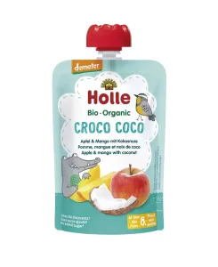 3x HOLLE Croco Coco Bio ovocné pyré jablko, mango, kokos, 100 g (8 m+) #8951261