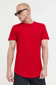 Bavlnené tričko Hollister Co. červená farba, jednofarebné