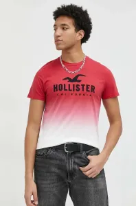 Bavlnené tričko Hollister Co. červená farba, vzorované