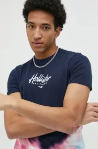 Bavlnené tričko Hollister Co. tmavomodrá farba, vzorované