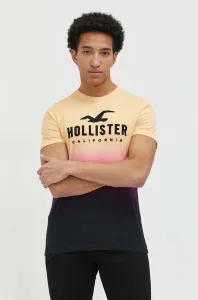 Bavlnené tričko Hollister Co. žltá farba, vzorované