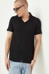 Košeľa Hollister Co. pánska, čierna farba, regular #8741148