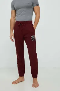 Pyžamové nohavice Hollister Co. pánske, bordová farba, s nášivkou