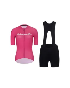 RIVANELLE BY HOLOKOLO Cyklistický krátky dres a krátke nohavice - DRAW UP  - čierna/ružová