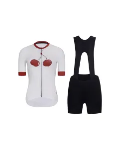 RIVANELLE BY HOLOKOLO Cyklistický krátky dres a krátke nohavice - FRUIT LADY  - biela/čierna/červená