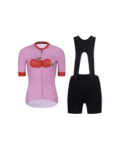 RIVANELLE BY HOLOKOLO Cyklistický krátky dres a krátke nohavice - FRUIT LADY  - ružová/červená/čierna