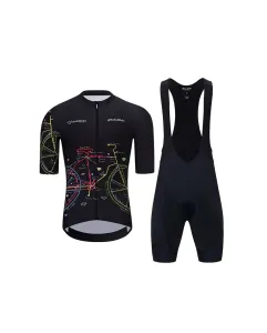 HOLOKOLO Cyklistický krátky dres a krátke nohavice - MAAPPI DARK  - čierna/viacfarebná