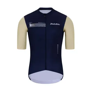 HOLOKOLO Cyklistický dres s krátkym rukávom - VIBES - modrá/ivory