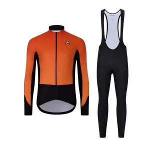 HOLOKOLO Cyklistická zimná bunda a nohavice - CLASSIC - oranžová/čierna