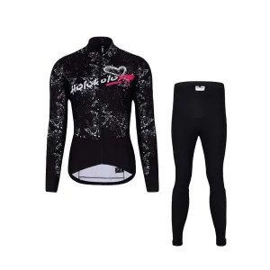 HOLOKOLO Cyklistická zimná bunda a nohavice - GRAFFITI LADY - čierna/biela #7874525