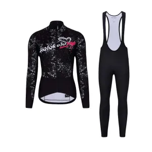 HOLOKOLO Cyklistická zimná bunda a nohavice - GRAFFITI LADY - čierna/biela #7874544