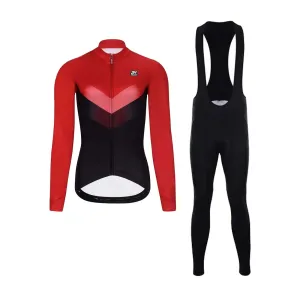 HOLOKOLO Cyklistický dlhý dres a nohavice - ARROW LADY WINTER - červená/čierna #7911664