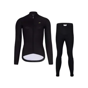 HOLOKOLO Cyklistický dlhý dres a nohavice - PHANTOM LADY WINTER - čierna #8002390