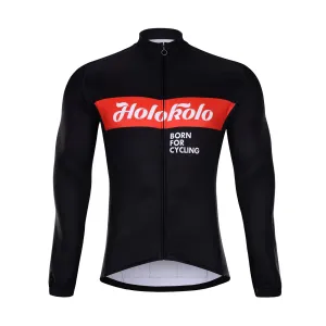 HOLOKOLO Cyklistický dres s dlhým rukávom zimný - OBSIDIAN WINTER  - čierna/červená
