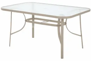 Záhradný jedálenský stôl oceľ / sklo Cappuccino