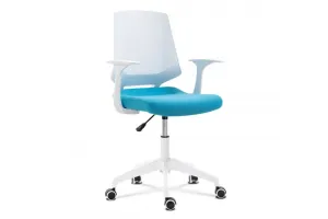 AUTRONIC KA-R202 BLUE Kancelárska stolička, sedadlo modrá látka, biely PP plast, výškovo nastaviteľná